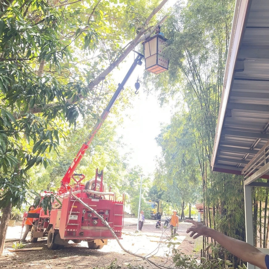ลงพื้นที่ดำเนินการตัดต้นไม้เพื่อบรรเทาเหตุสาธารณภัย